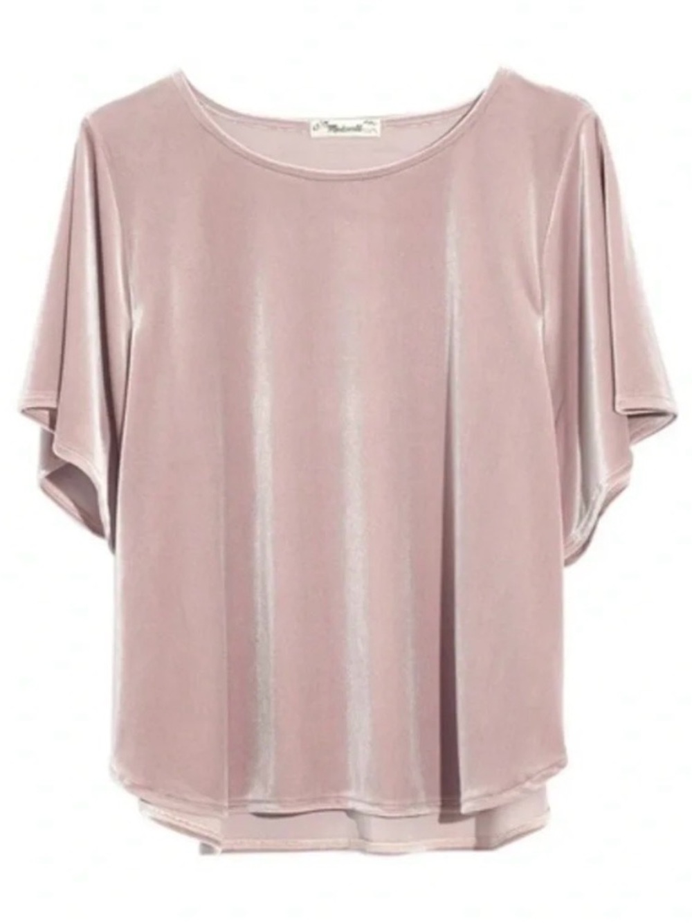 Madewell Relaxed Short Sleeve Velvet Top - Dusty Rose